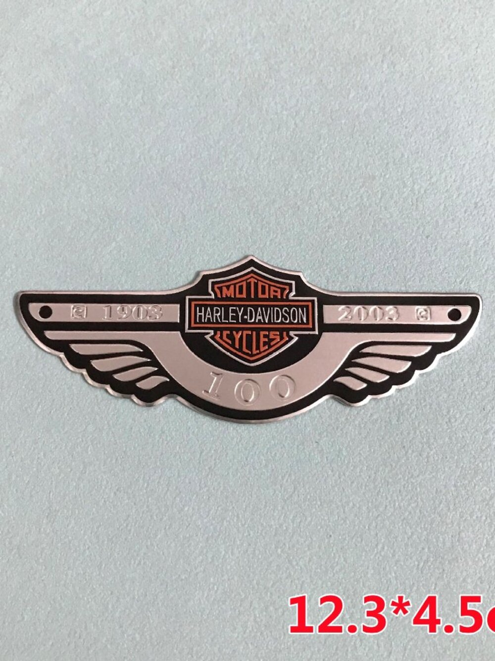 Large Harley Davidson 100th Anniversary Tank Emblem Size  L12.5 CM XH 5.4 Cm